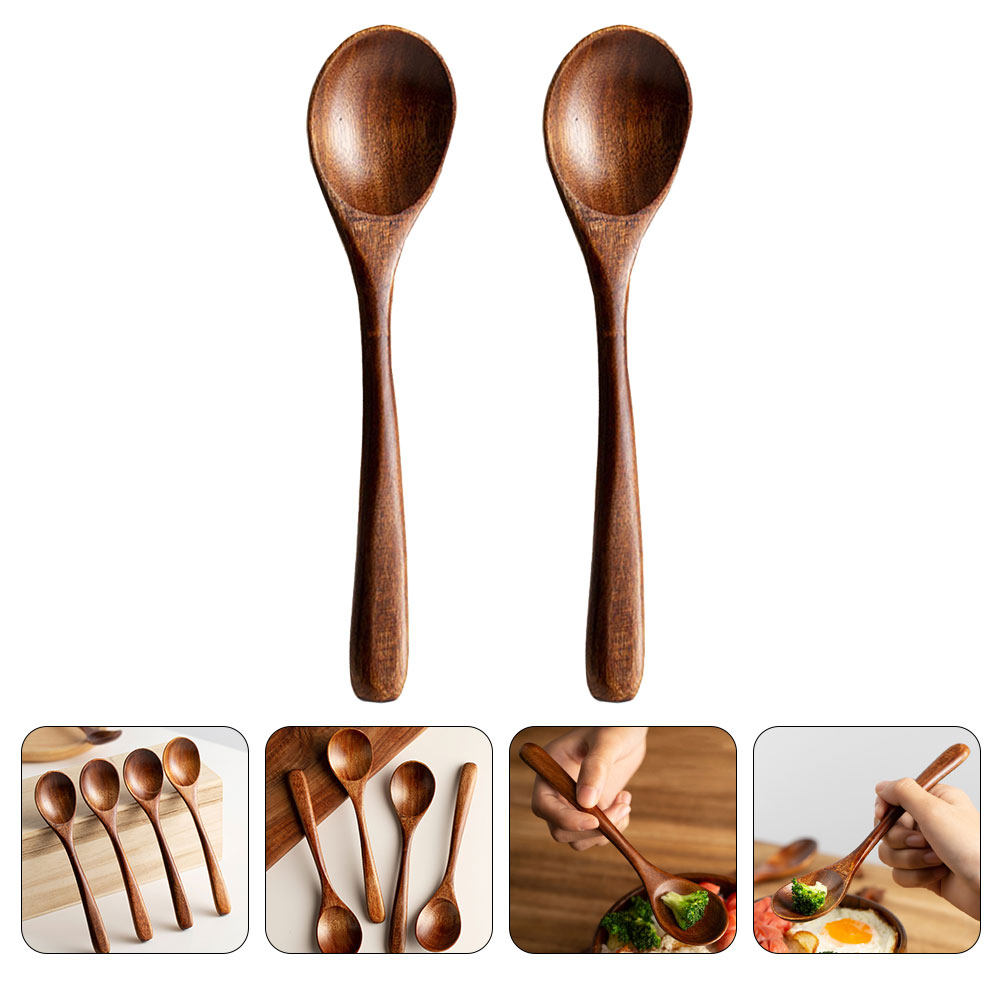 Kitchen Gadgets Japanese - 2Pcs Exquisite Wooden Children Spoons Fine
