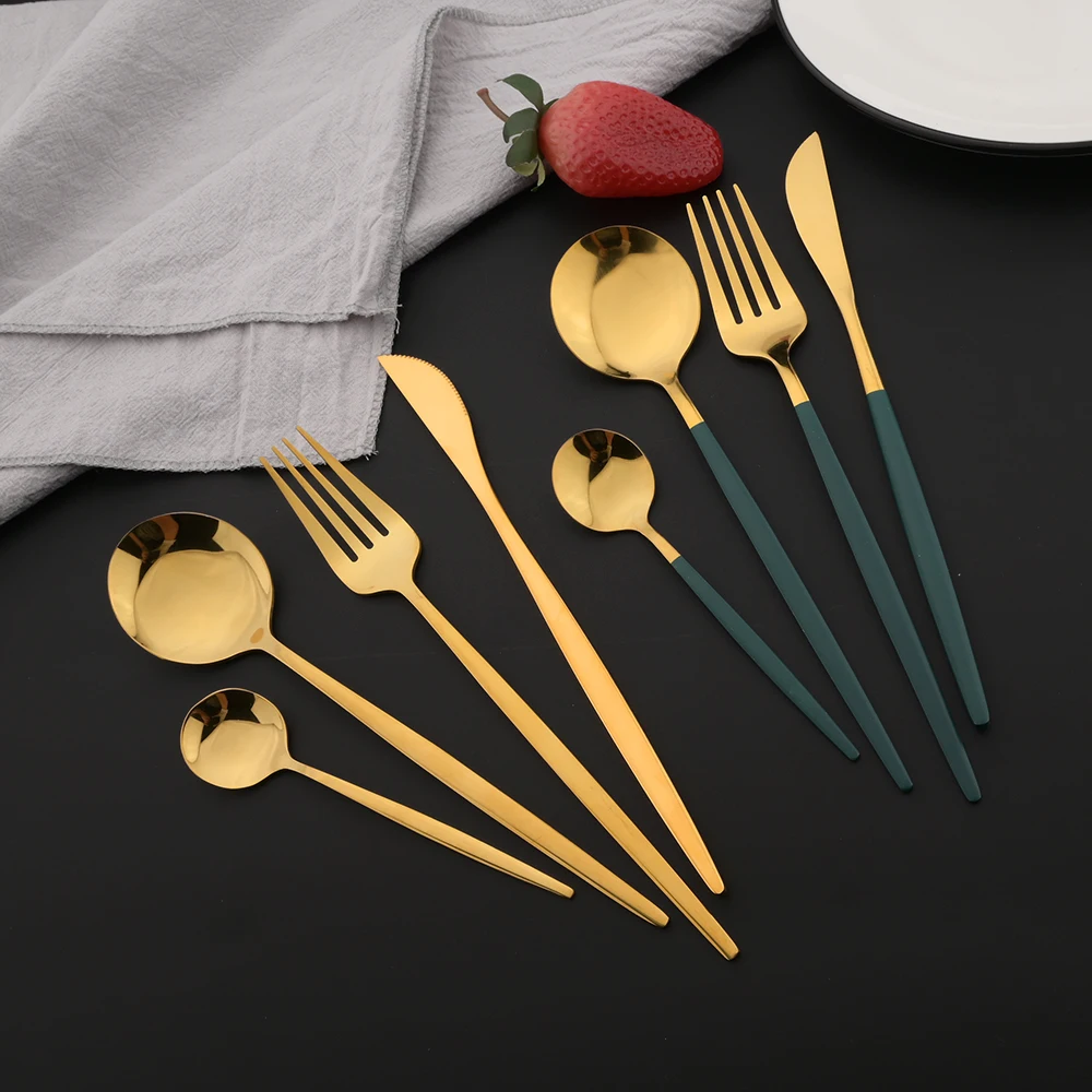 16Pcs Green Gold Dinnerware St - Kitchen Gadgets Green review and price